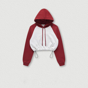 STITCHMODE Fabricant de sweats à capuche de haute qualité Bloc de couleur personnalisé Manches raglan Crop Top Hoodies Sweats à capuche pour femmes - Product Image 4