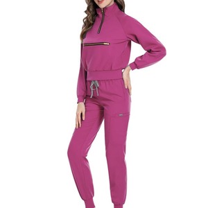 Uniforme de enfermería suave al por mayor, uniforme de enfermera, uniforme médico elástico, Spandex, uniforme elástico, conjunto de Top y pantalones - Product Image 1