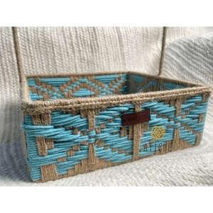 Handwoven 12x12x5 Inch <b>Jute</b> and Cotton Hamper <b>Basket</b> with Handle Living Room Multipurpose Storage <b>Basket</b> Handmade Woven - Product Image 3