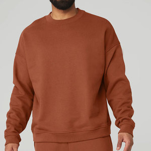 100% Cotton Fleece Long Sleeve Crew Sweatshirt for Men Fashionable Loose Fit Sweatshirt - Product Image 1