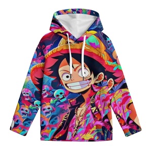 Sweat-shirt à capuche en polaire décontracté One Piece Anime Luffy pour bébé fille, vêtement d'extérieur à manches longues - Product Image 3