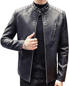 2025 nouveauté hommes de haute qualité en cuir enduit automne veste Style Vintage grande taille col montant - Product Image 1