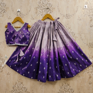 Ensemble Lehenga Choli ethnique pour enfants Shoryam Fashion |   Jupe longue en polyester imprimé bleu royal avec haut et dupatta |   Fête de Diwali - Product Image 3