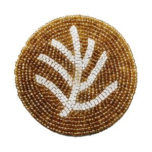 Posavasos bordado con cuentas de vidrio de alta calidad en color verde crema Venta directa de fábrica de La India a precios al por mayor - Product Image 2
