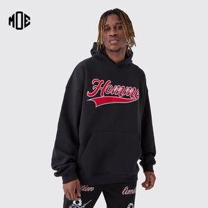 Vente en gros 100% sweat coton épais sweat à capuche d'hiver pour hommes surdimensionné épaule tombante broderie personnalisée teint uni - Product Image 1