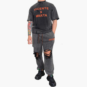 High Quality Cotton French <b>Terry</b> Flared Sweatpants and Hoodie Set Acid Wash Streetwear Print 3D Pattern Winter Sweatsuit - Product Image 4