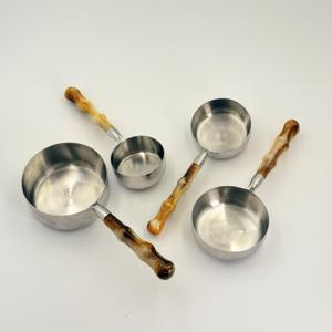 Tasses et cuillères à mesurer en acier inoxydable avec poignée en résine, polies miroir, utilisées pour mesurer les poudres et les liquides - Product Image 2