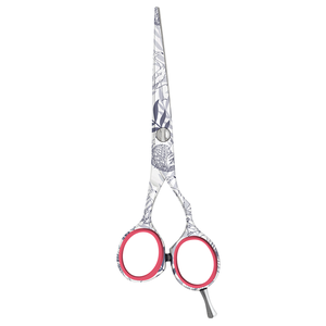 Tijeras de corte de pelo de peluquero recubiertas de papel personalizadas para usos domésticos y de salón con reposapiés y logotipo - Product Image 6