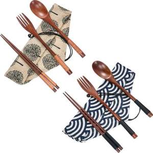 Juego de cubiertos de madera natural, hechos a mano, cuchara, tenedor, cuchillo, vajilla ecológica para hotel, restaurante y uso doméstico. - Product Image 3