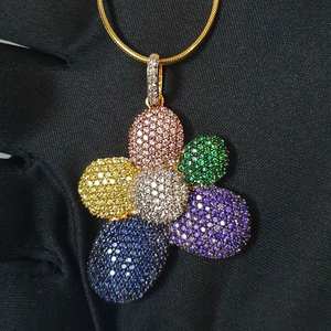 Iced Out Multi Color Moissanite Cluster Colgante para él Personalizar Hip Hop Diamond Pendant 925 Sterling Silver OEM ODM Cartoon - Product Image 2