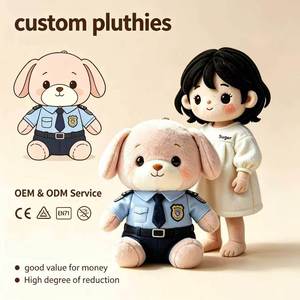 Peluche chien rose OEM en gros, figurine <span class=keywords><strong>de</strong></span> chiot en peluche <span class=keywords><strong>de</strong></span> dessin animé avec uniforme et insigne, mascotte des forces <span class=keywords><strong>de</strong></span> l'ordre pour commissariat <span class=keywords><strong>de</strong></span> police - Product Image 1