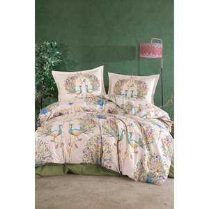 Ensemble housse de couette double Clasy Ranforce Pavone V1 Vert-Literie de luxe essentielle - Product Image 1