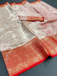 Banarasi Saree Lụa Với Zari Màu Vàng Làm Việc Dệt Saree Mềm Lụa Saree - Product Image 6