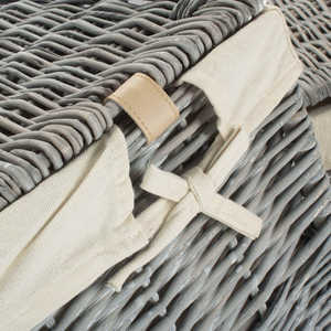 Double Tiers Grey Wash Square Laundry <b>Basket</b> PP Fabric Storage <b>Baskets</b> with White Lining for Cleaning in Bathroom - Product Image 6