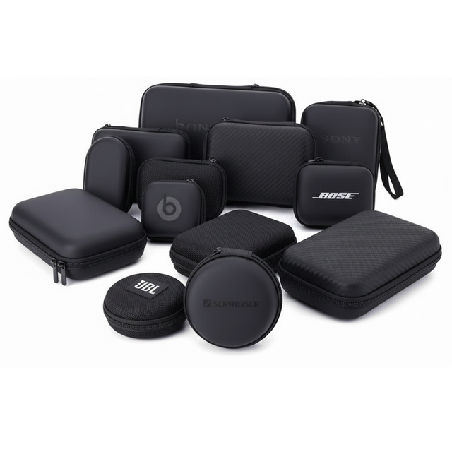 Factory Custom EVA Zipper Storage Round Shaped Hard Earphone Bag Case, Travel Earphone Earbuds Pouch Carrying Hard Shell Bag