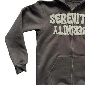 เสื้อฮู้ดแบบมีซิปพิมพ์ลายพัฟผ้าฝ้ายออกแบบได้ตามต้องการ - Product Image 3