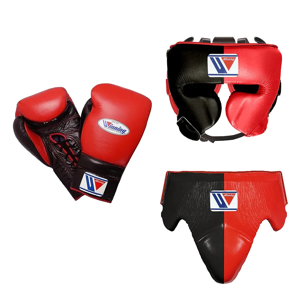 Model baru kualitas tinggi buatan khusus profesional kulit asli menang Set tas tinju tas Sparring Kit CP-BSS-10