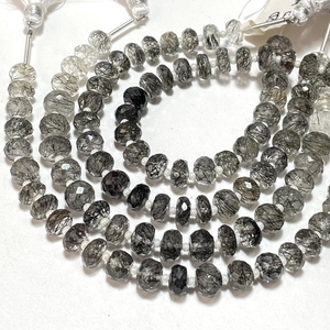 Perles de briolette en forme de rondelle à facettes en rutile noir, perles de rutile naturel, fournitures de perles en gros pour la fabrication de bijoux - Product Image 6