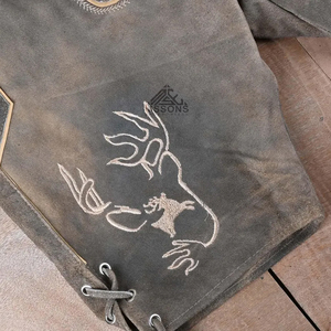 Vintage alemán Lederhosen shorts hombres cuero de cabra con bordado estilo bávaro OEM para Oktoberfest al por mayor - Product Image 2