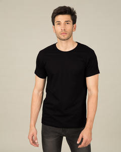 T-shirt pour homme en coton 100% avec étiquette personnalisée, motif uni, style formel, tissu tricoté - Product Image 1
