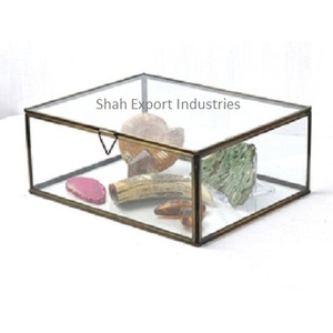 Caja de almacenamiento de latón/vidrio decorativa con marco de oro antiguo, caja de exhibición para maquillaje, anillo, pendiente, collar, cajas de joyería - Product Image 4