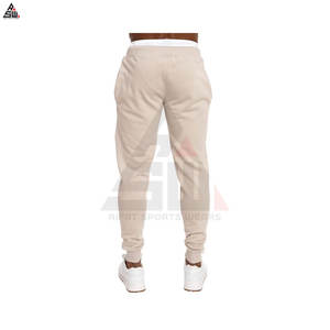 Pantalón de chándal de hombre transpirable ligero estilo casual blanco cintura elástica personalizable 100% algodón lavado - Product Image 4