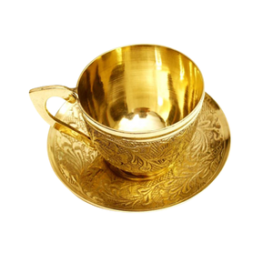 Taza y platillo de latón con diseño en relieve con cuchara, taza y platillo de regalo de boda de tamaño personalizado al mejor precio - Product Image 4