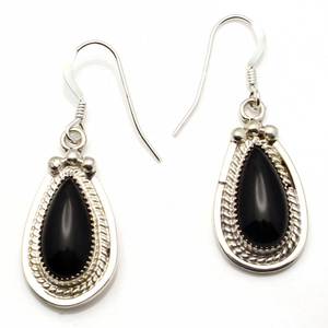 Boucles d'oreilles en forme de larme Onyx Western Posts en argent sterling 925 Vintage Southwestern Black Stone Goth Cowgirl pour cadeaux occidentaux - Product Image 3