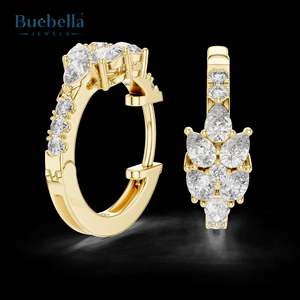 Boucles d'oreilles en forme de feuille de Bali en argent sterling 925 personnalisées avec accessoire de bijoux en diamant élégant en diamant rond - Product Image 1