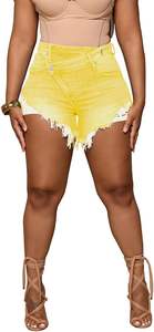 Short en jean croisé taille haute pour femmes 75% coton design intemporel avec cinq poches classiques shorts pour femmes - Product Image 2