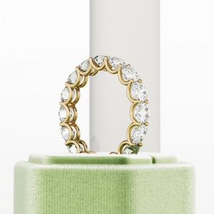 วงแหวนเพชรรูปตัวยูสำหรับปลูกในห้องปฏิบัติการ4.8CT แหวนเพชร CVD ประดับเพชรวงแต่งงานสีเหลืองทองเต็มรูปแบบสำหรับซ้อน - Product Image 5