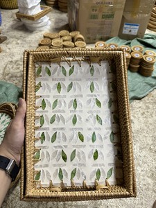 Plateau de stockage des aliments en rotin organisateur Rectangle tissé à la main avec mosaïque bon prix naturel fabriqué au Vietnam - Product Image 5