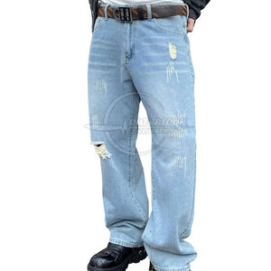 Vente entière personnalisée hommes grande taille jambe large jean pantalon personnalisé hommes pantalon ample à vendre 2025 - Product Image 2