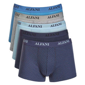 Alfani Men's 5 Pack Moisture Wicking <b>Trunks</b> Blue Mid-Rise 3D Pattern <b>Boxers</b> Briefs XL Size with Logo Waist Knitted Woven Fabric - Product Image 1