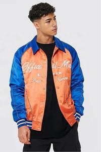 Venta al por mayor de chaqueta de alta calidad para los deportes de los hombres de encargo de invierno chaqueta deportiva de talla grande abrigo estampado 100% chaqueta de bombardero de satén para los hombres - Product Image 2