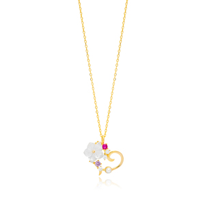 Colorido CZ piedra flor corazón forma encanto collar joyería hecha a mano venta al por mayor colgante de plata - Product Image 6