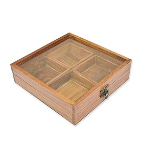 Handmade Wooden Table Top Spice <b>Box</b> Round Container With Partition for Kitchen Use Home Kitchen Spices Storage - Product Image 5