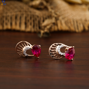 1,34 TDW Pera Fancy Color & Round Diamond Pendiente 18K Rose Gold Labgrown Diamond Hpht/Cvd Diamond Jewelry - Product Image 2