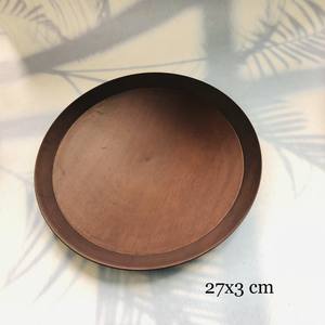 Grande assiette ronde en bois naturel, plateau de service en bois, fabrication artisanale fabriquée par VITRAPRO - Product Image 3