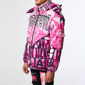 Chaqueta Acolchada Gruesa Personalizada para Hombre para Invierno, Chaqueta Bomber con Estampado Completo, Cuello Alto, Cierre de Cremallera, Transpirable, de Algodón - Product Image 3