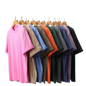 Camiseta desgastada recortada de gran tamaño lavada con piedra en blanco al por mayor, Camiseta de algodón desgastada Vintage personalizada, camiseta para hombre - Product Image 2