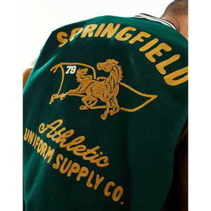 เสื้อเบสบอลบอมเบอร์เลตเตอร์สำหรับผู้ชายแขนโพลีเอสเตอร์ออกแบบได้ตามต้องการมีซิประบายอากาศได้ดี - Product Image 4