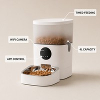 Distributeur automatique de nourriture pour animaux de compagnie, intelligent avec caméra WiFi, contrôle par application, distributeur de nourriture pour chats et chiens 4L, contrôle des portions par minuterie, vidéo à distance