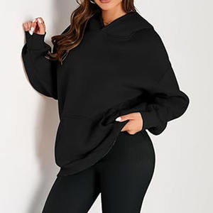 Pull à capuche pour femme Couleur unie Respirant Casual Design unisexe avec logo avant pour l'hiver - Product Image 3