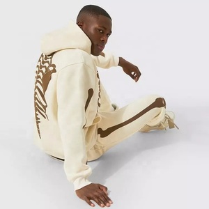 Conjunto de chándal de lujo para hombre, chándal con estampado de esqueleto de lana, tecnología pesada vintage - Product Image 3