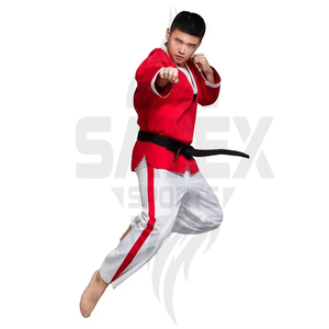 Uniformes de Taekwondo Unisex de Alta Calidad, Cuello Negro, Equipo de Entrenamiento para Adultos, 100% Algodón, Secado Rápido, Transpirable, Personalizable, OEM - Product Image 4