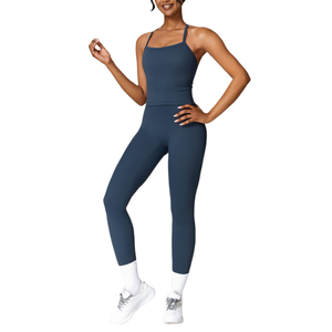 Top Corto Deportivo sin Mangas para Mujer, Transpirable, Ropa de Gimnasio, Sujetador Deportivo Transpirable con Leggings, Conjuntos de Yoga con Logotipo Frontal - Product Image 4