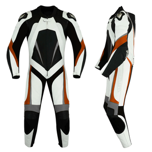Men's Racing Genuine Cowhide Leather Protective Suit For Men CE Armored Protected White/Black/Blue Leather Motorcycle Suit - Product Image 4