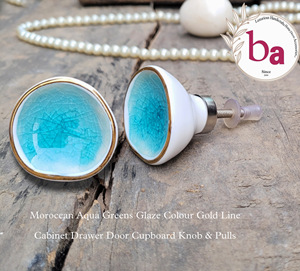 ลูกบิดลิ้นชักตู้เซรามิกสีเขียวโมร็อกโกสไตล์อเมริกันสำหรับห้องครัวห้องนอนห้องรับประทานอาหารอุตสาหกรรม - Product Image 2