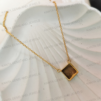 Collier en argent sterling 925 plaqué or 18 carats de haute qualité, écologique, avec cadre carré vierge de 10 mm, chaîne de 18 pouces, pour la création de bijoux avec pierres précieuses